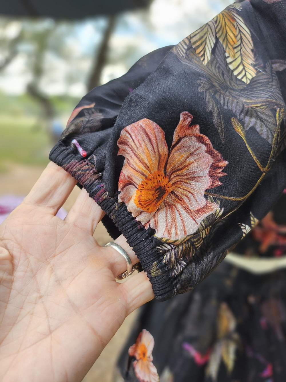 AllSaints Asta Viviana Black Silk Linen Blend Maxi Skirt (8) & Blouse (6) Set - Picture 8 of 16